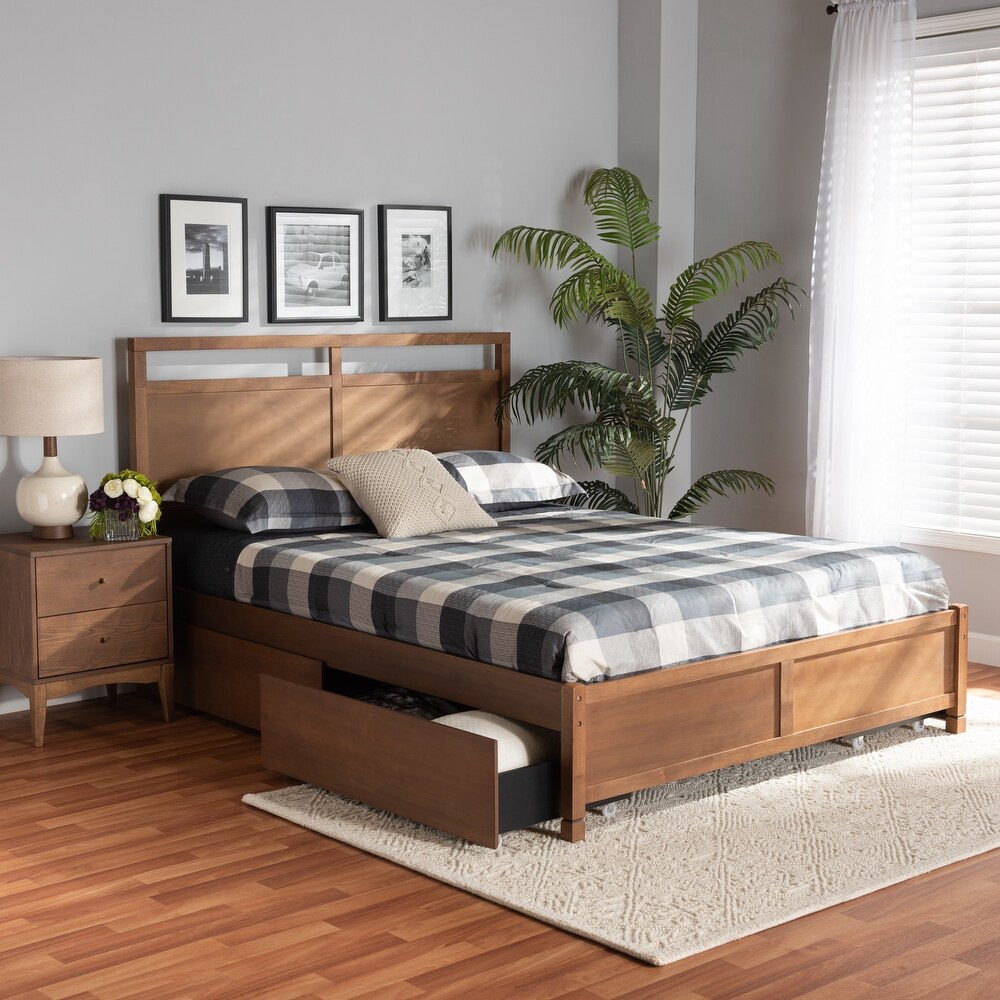 Saffron Modern   Contemporary 4 Drawer Storage Wood Platform Bed