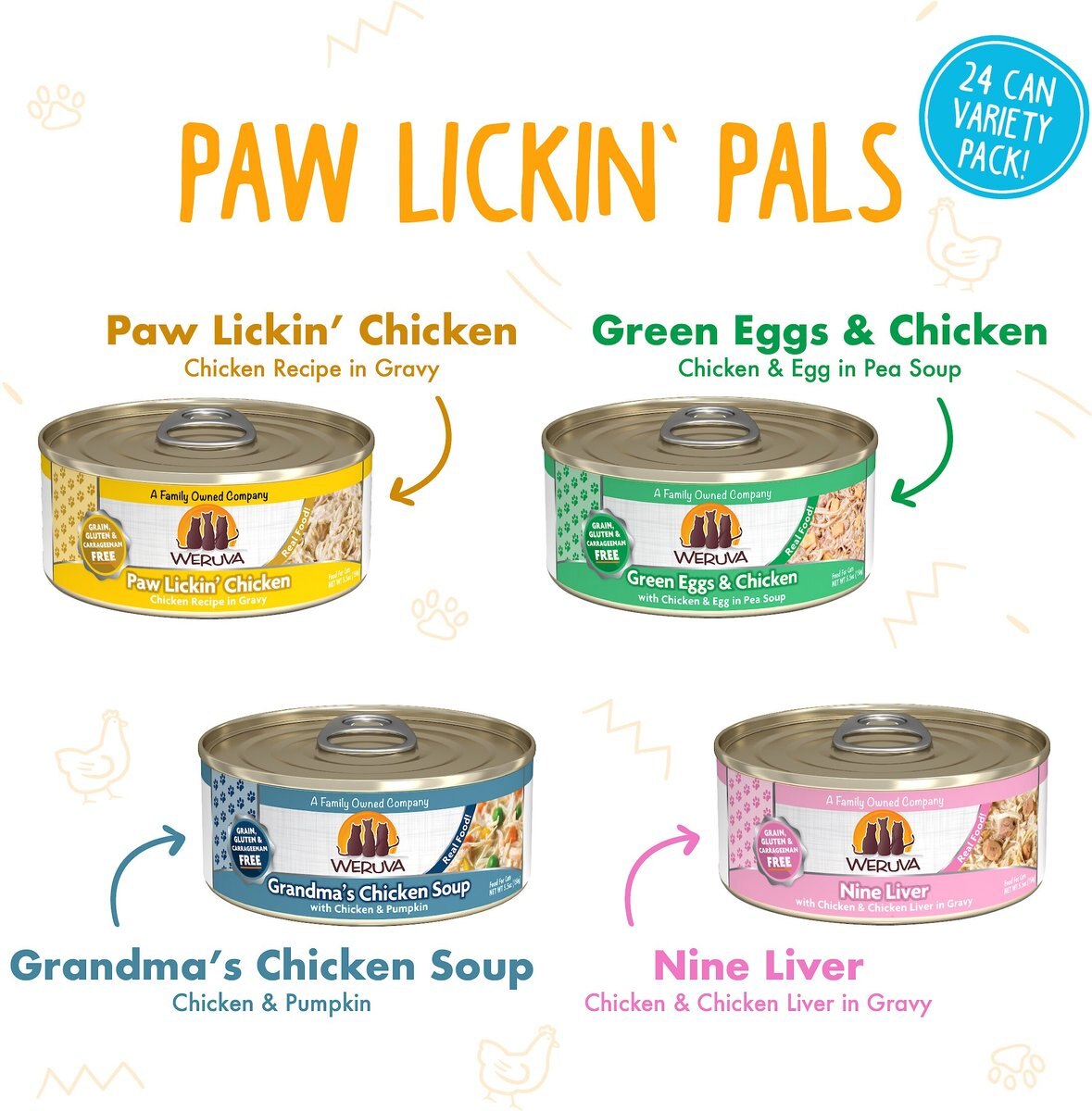 Weruva Paw Lickin' Pals Variety Pack Grain-Free Canned Cat Food