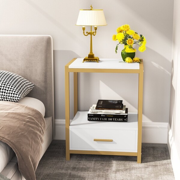 Nightstands，Bedside Table End Table Side Table with Drawers and Storage Shelf - - 33503761