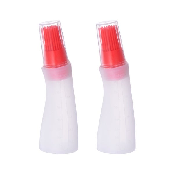 2pcs Silicone Oil Bottle Brush with Cap for Barbecue Cooking Baking， Red