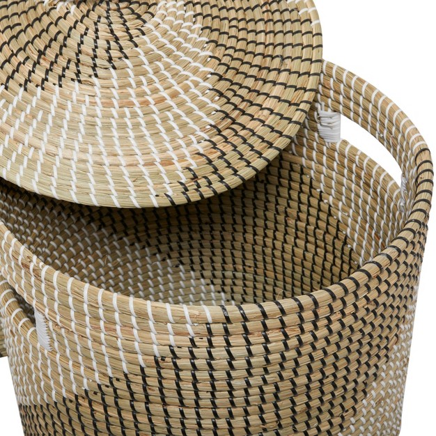 Set Of 2 Contemporary Sea Grass Storage Baskets Brown Olivia amp May