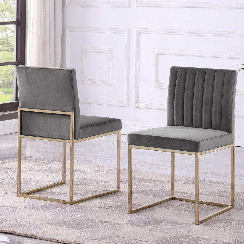 Best Master Furniture Emilio Gold Velvet Dining Chairs (Set of 2)