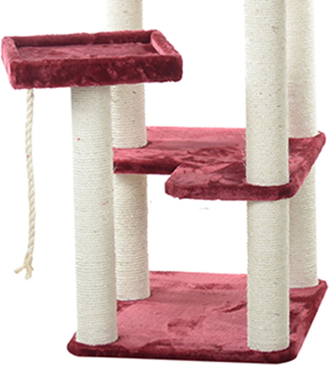 Armarkat 69-in Faux Fur Covered Houseand Cat Tree， Burgundy