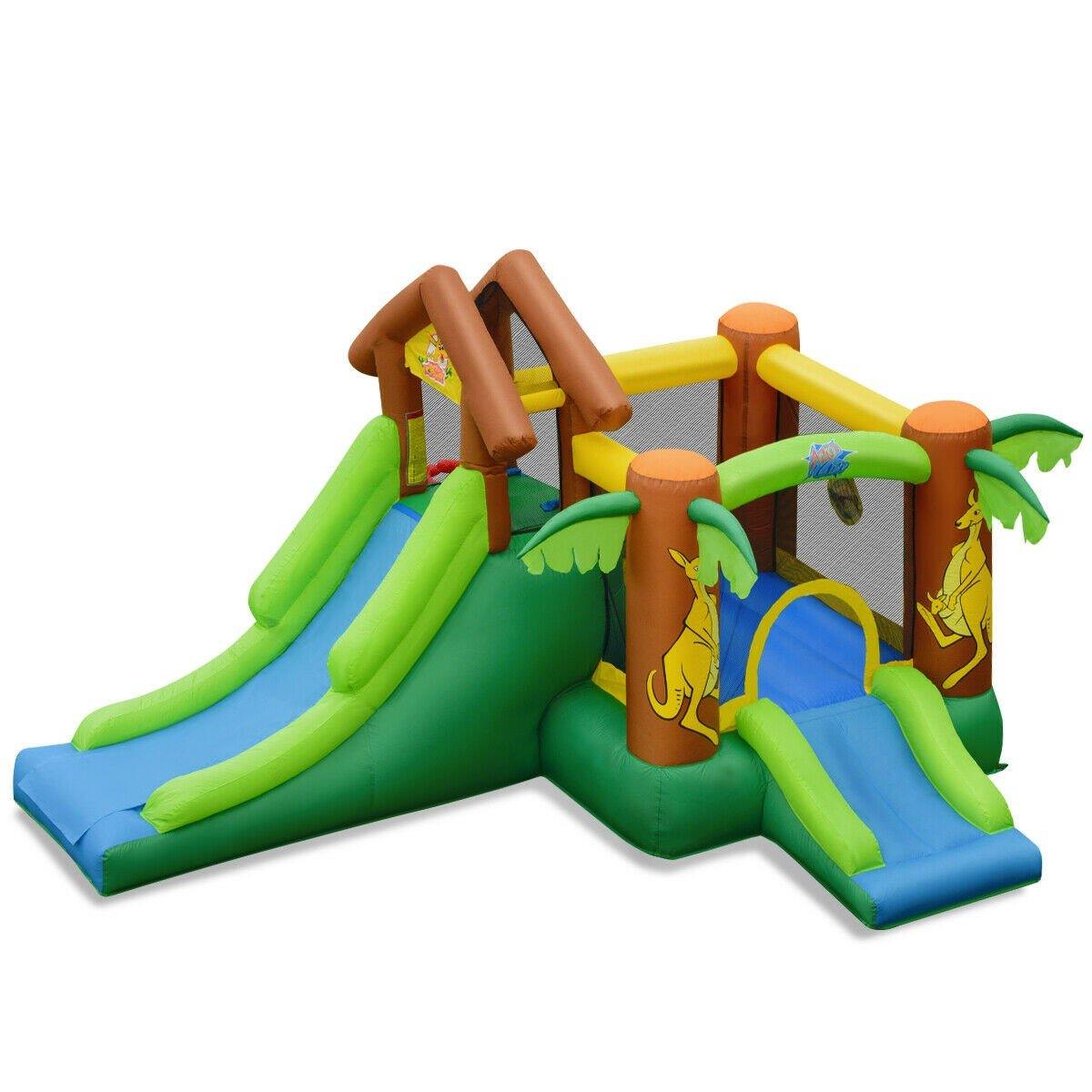 BOUNTECH Inflatable Bounce House, Jungle Jumping Bouncer w/ Double Slides (Without Blower)