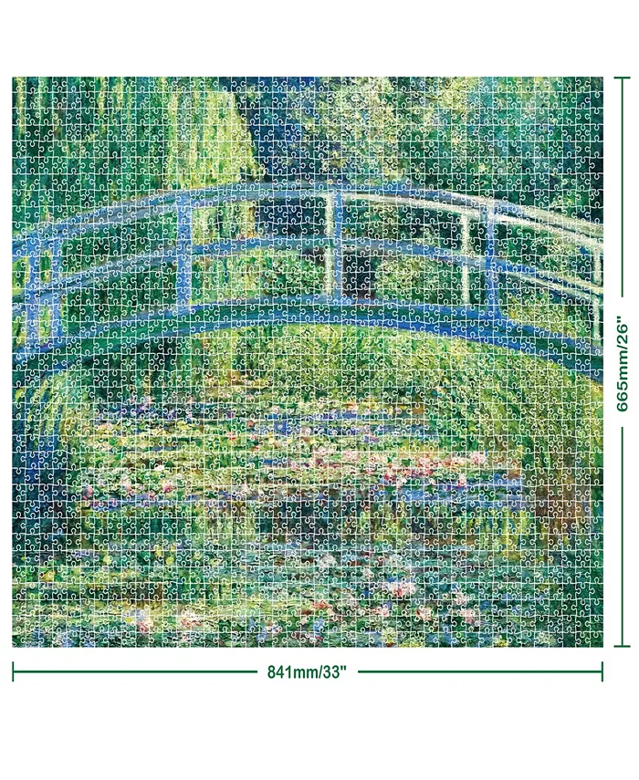 Mindbogglers Platinum 1500-Piece Bridge Over a Pond of Water Lilies By Monet Jigsaws For Adults Deluxe 33 x 26 intricate Puzzles Advanced Jigsaws Hobbies Silver-Tone Jigsaw Puzzles Set