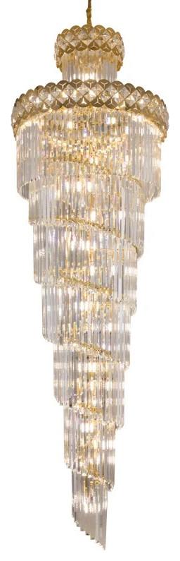 Luxury Crystal Staircase Chandelier   Transitional   Accent Chests And Cabinets   by Akari Lanterns  Houzz