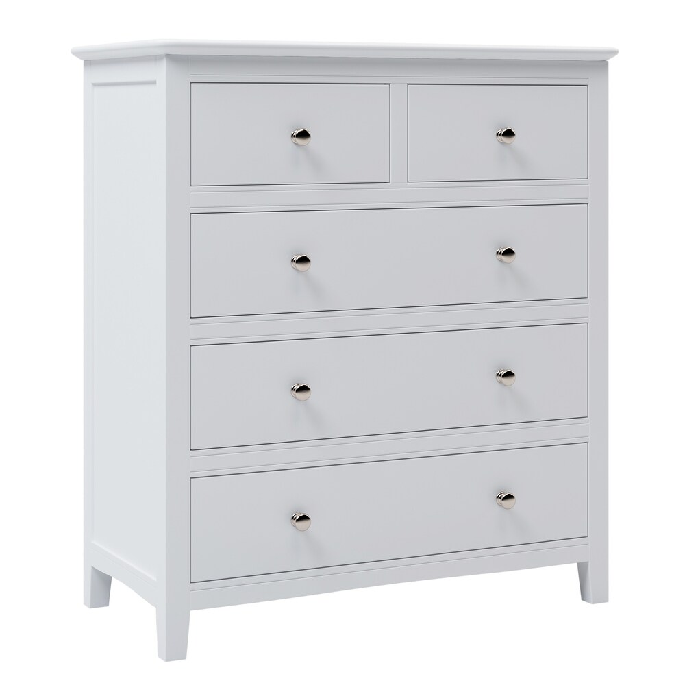 7 / 5 Drawers Solid Wood Dresser in White