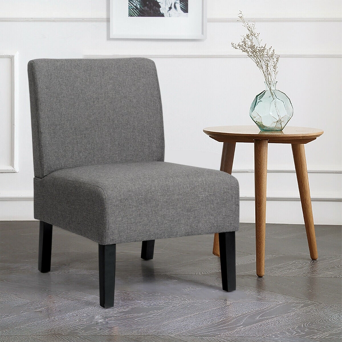 GZMR Armless Accent Chair with Rubber Wood Legs