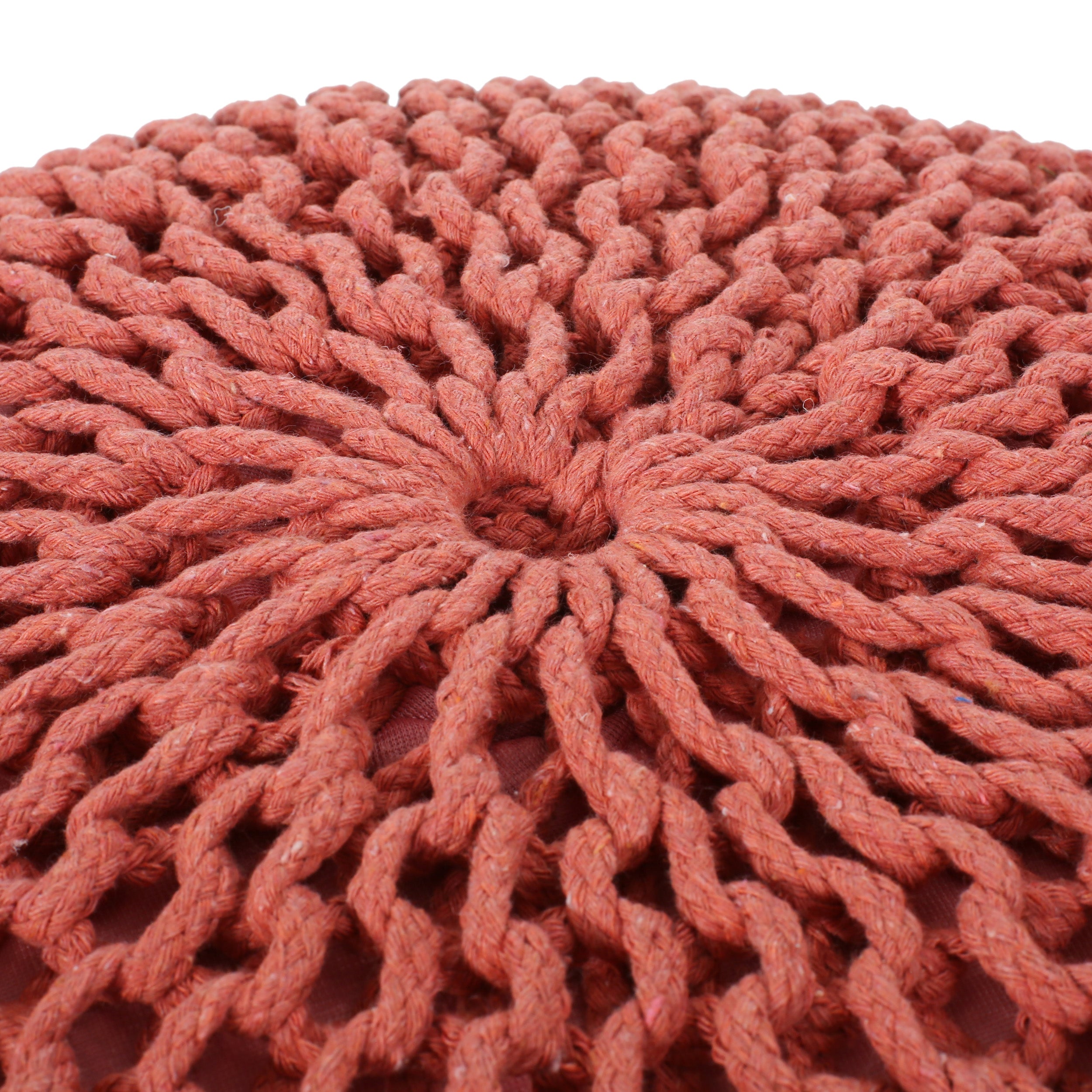 Barwick Modern Knitted Cotton Round Pouf