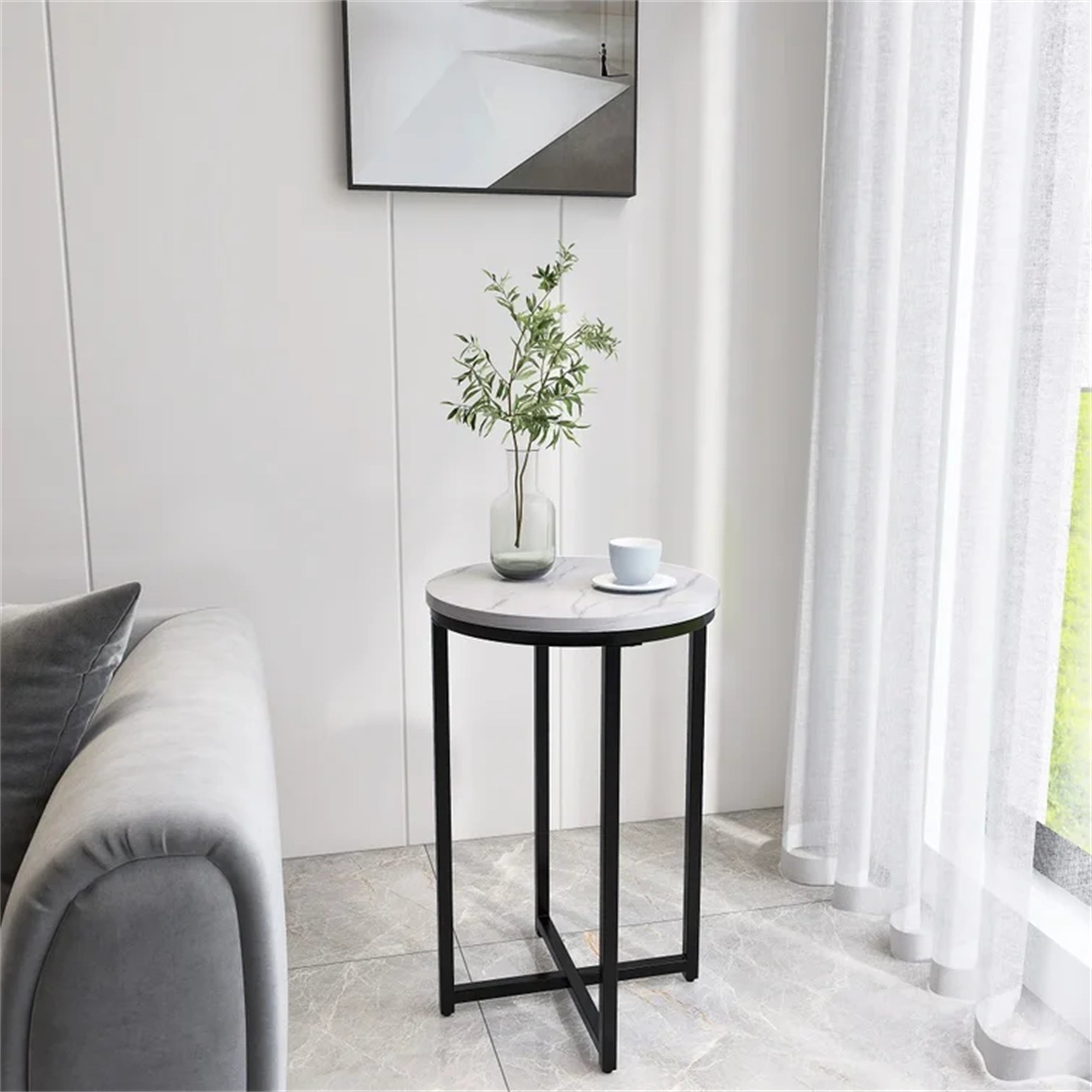 Side Table，End Table，Black and White