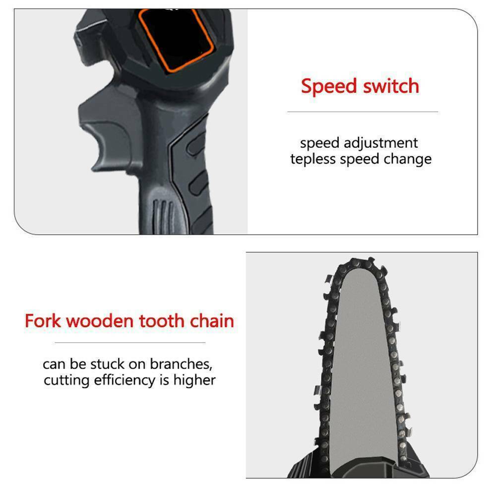 4-Inch Rechargeable Cordless Chain Saws，Portable 24V Electric Pruning Shears Chainsaw for Courtyard Tree Branch Wood Cutting