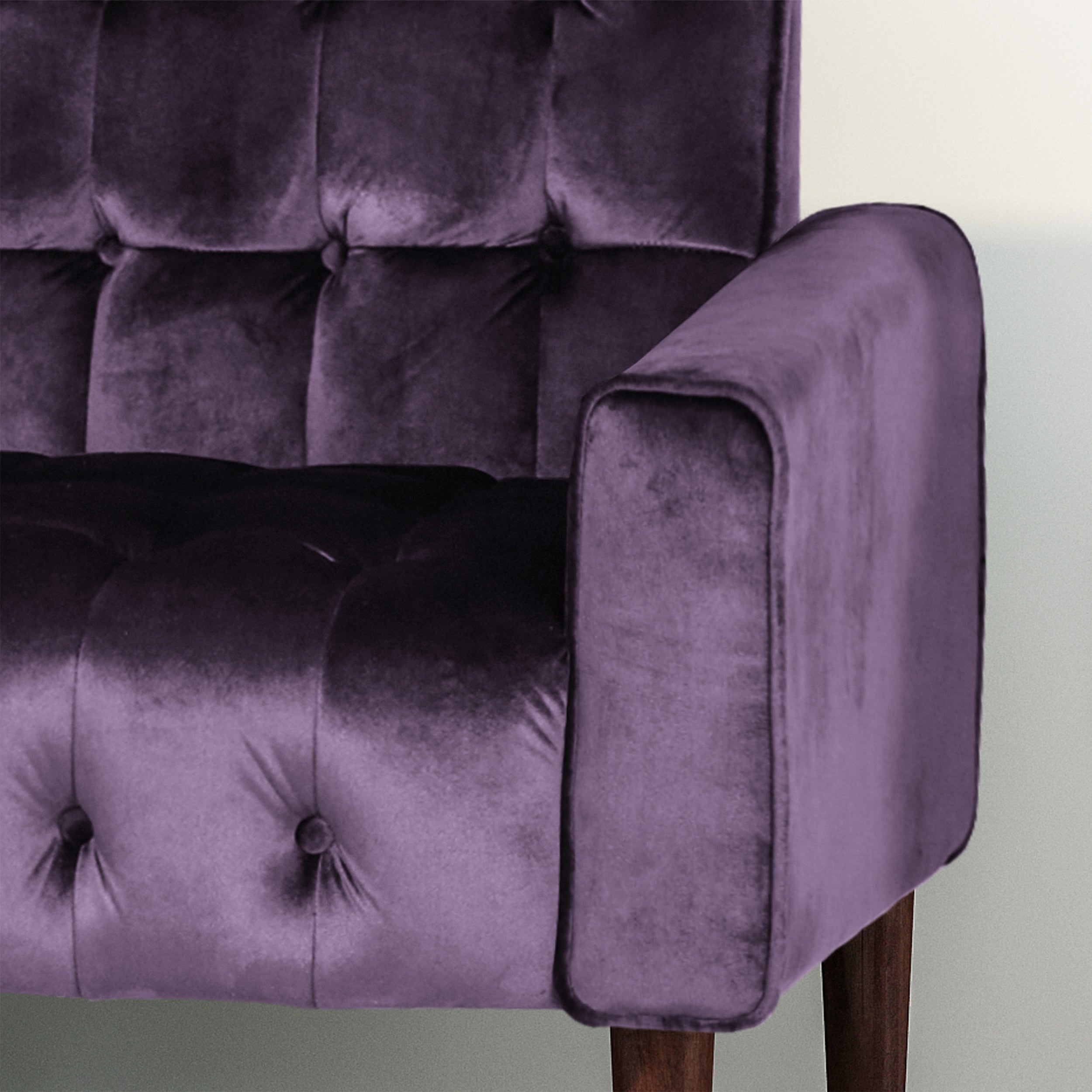 Adan Tufted Velvet Sofa with Gold Tipped Tapered Legs