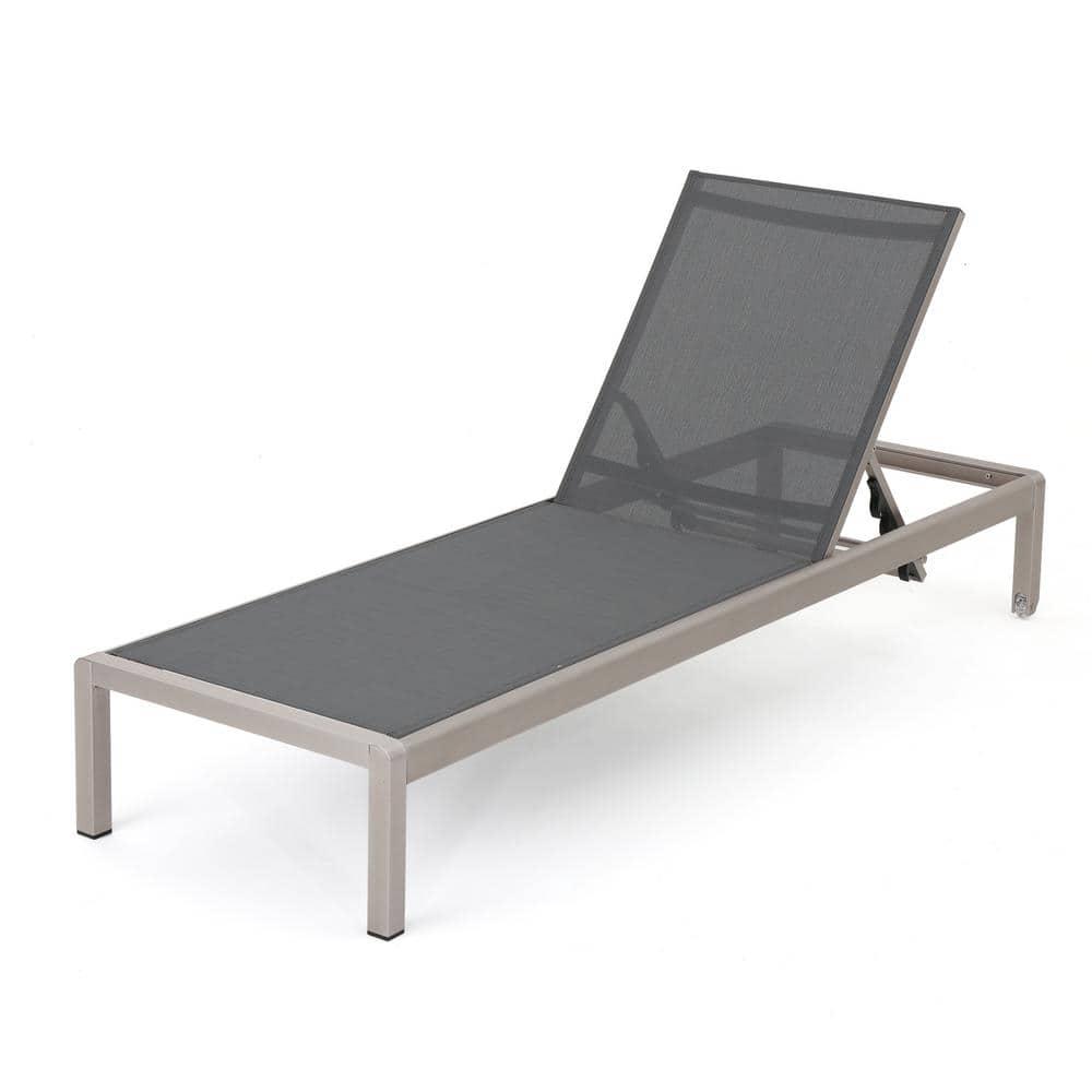 Noble House Cape Coral Silver 2Piece Metal Outdoor Chaise Lounge