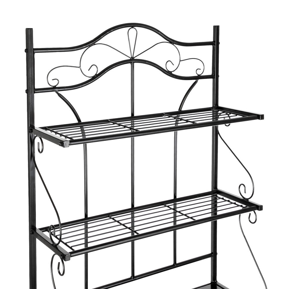 Kitchen Bakers Rack， 5 Tier Oven Shelf with Wine Rack， Black