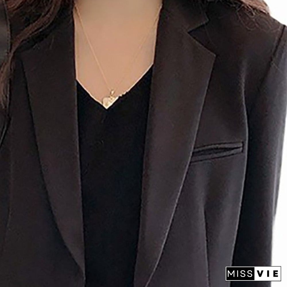 Long Sleeve Button Design Pocket Decor Blazer Coat