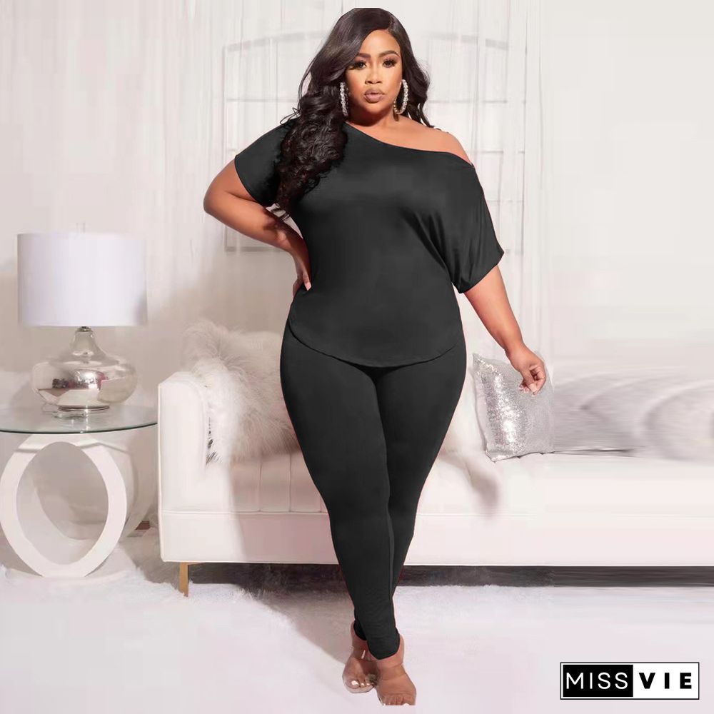 Plus Size Short Sleeve T Shirt Jogger Pants Tracksuits