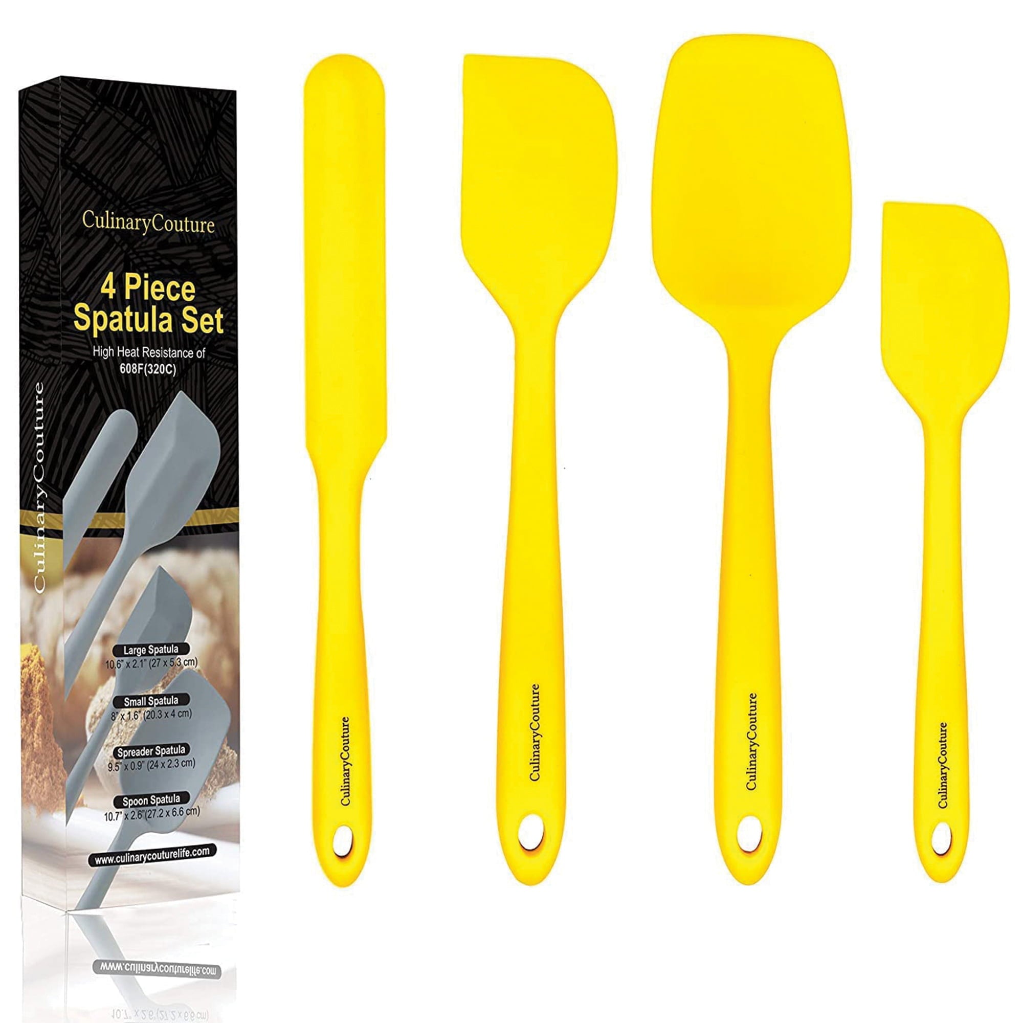 Culinary Couture Kitchen Spatula Set Silicone Utensils for Cooking, Barbecue Grill Yellow