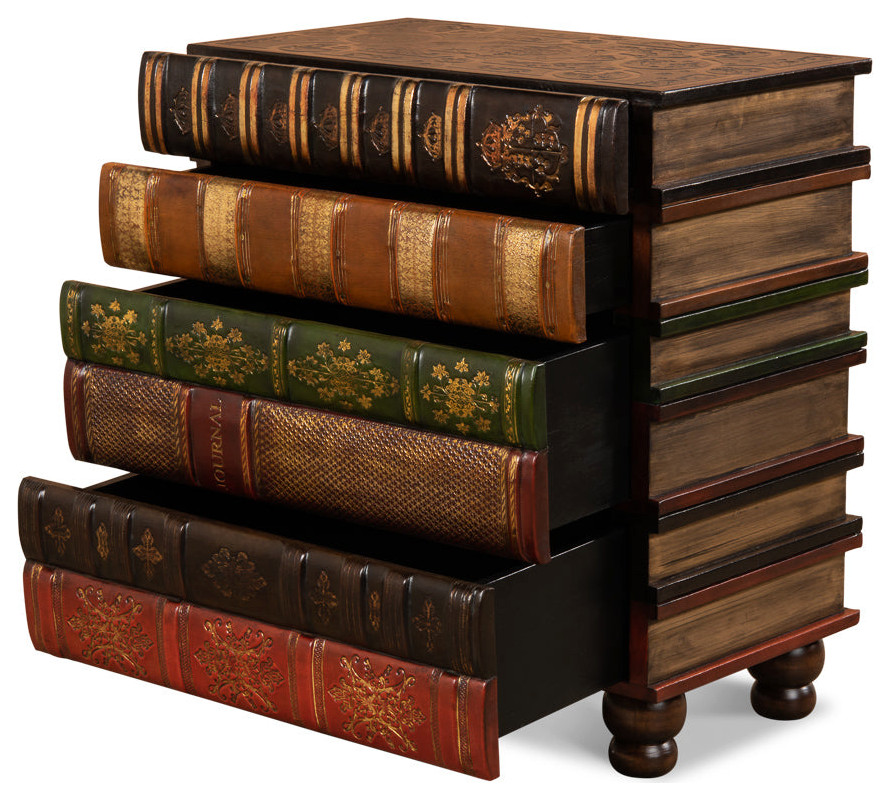 Unique Florentine Books Chairside Side Table   Traditional   Accent Chests And Cabinets   by Sideboards and Things  Houzz