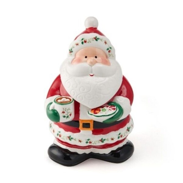 Pfaltzgraff Winterberry 10IN Cocoa Santa Cookie Jar