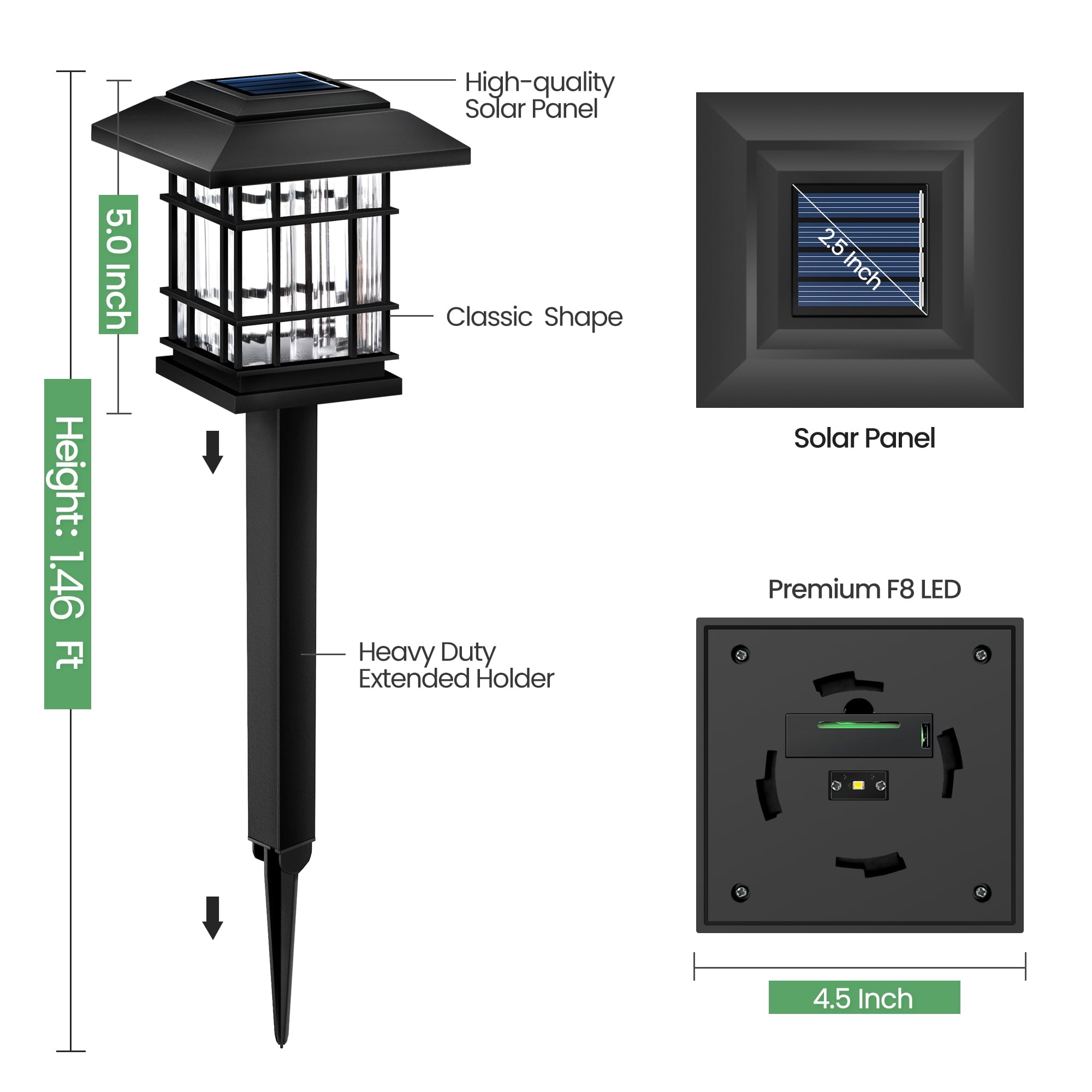 Solar Lawn Light 6PK Solar Pathway Light for Lawn Walkway Yard Patio Deck Super Bright Outdoor Waterproof Auto-on/off Warm White