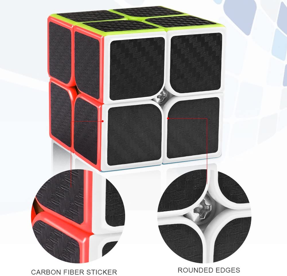 D-FantiX Carbon Fiber 2x2 Speed Cube 2x2x2 Magic Cube Puzzle Toys for Kids