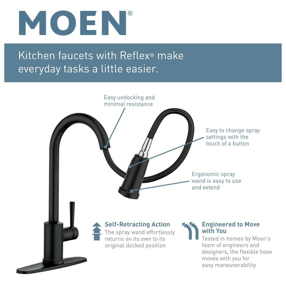 Moen Noell Single-Handle Pull-Down Sprayer Kitchen Faucet With Reflex， Soap Dispenser And Power Clean In Mediterranean Bronze