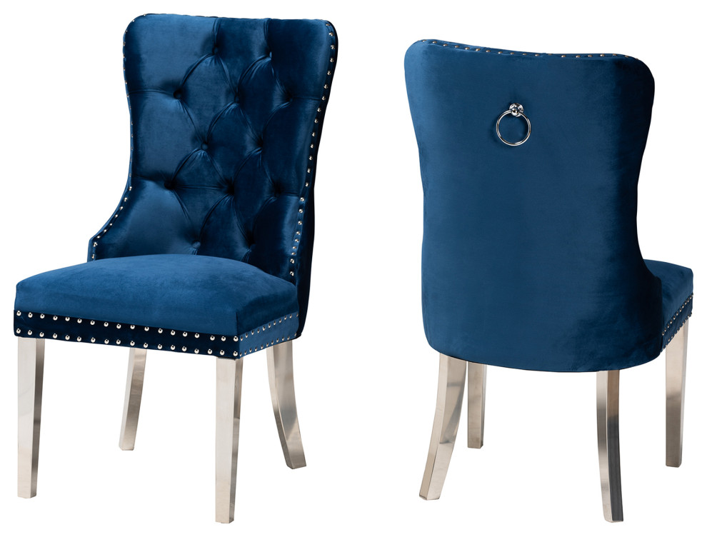 Erna Velvet 2 Piece Dining Chair Set   Contemporary   Dining Chairs   by Baxton Studio  Houzz