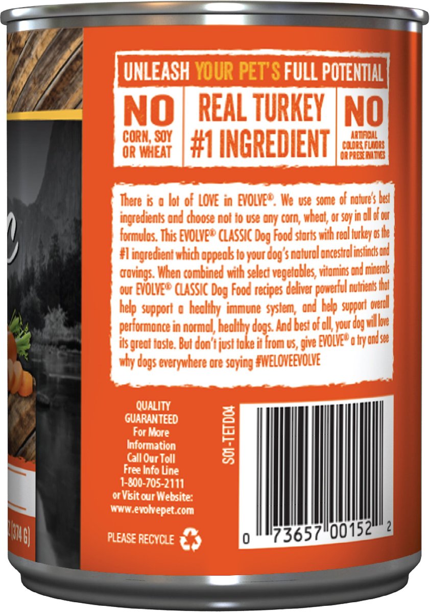 Evolve Classic Turkey and Rice Recipe Canned Dog Food