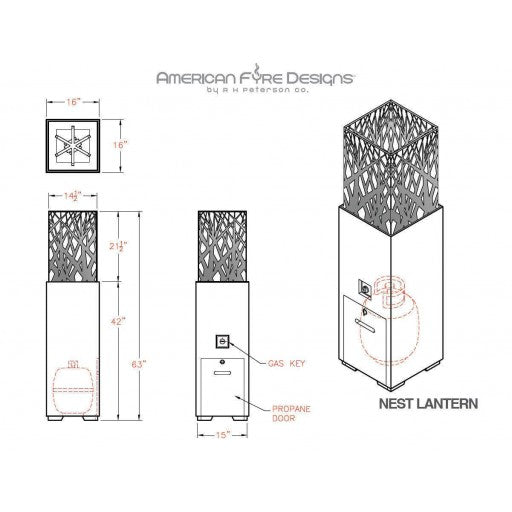 American Fyre Designs Nest Lantern 16W X 16D X 66H