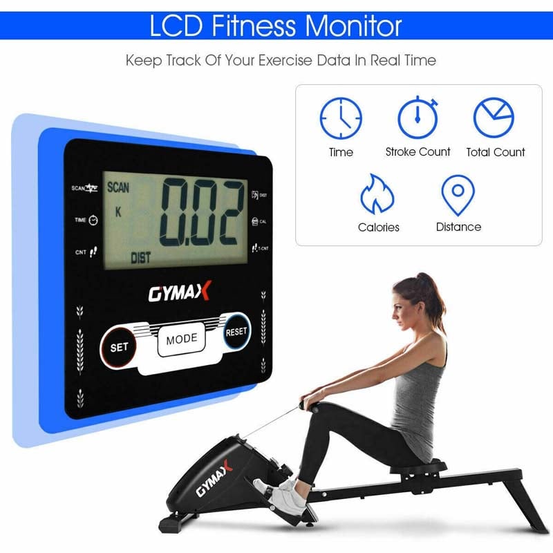 Folding Magnetic Rowing Machine with 10 Level Adjustable Resistance