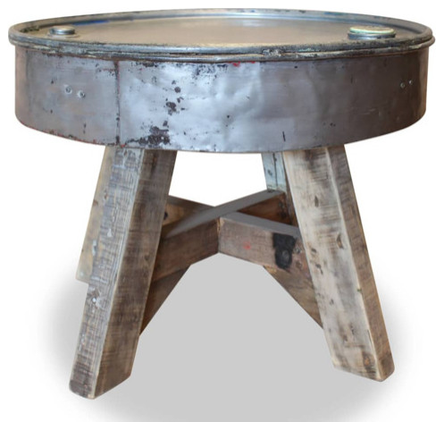 vidaXL Coffee Table Round End Table Side Table Solid Wood Reclaimed Silver   Farmhouse   Coffee Tables   by vidaXL LLC  Houzz