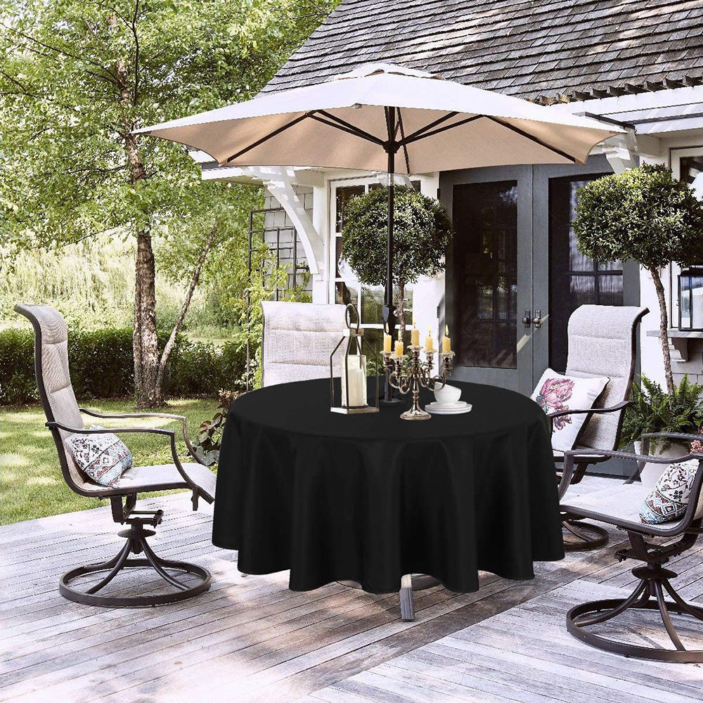 Outdoor And Indoor Tablecloth - Washable Waterproof Wrinkle Free Table Cloth With Zipper And Umbrella Hole For Spring/Summer/Party/Picnic/Bbqs/Patio (Round 60 Inch, Black)