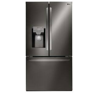 LG 26 cu. ft. French Door Smart Refrigerator with Ice and Water Dispenser in PrintProof Black Stainless Steel LFXS26973D