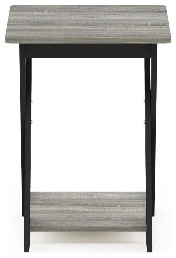 Furinno Modern Simplistic Criss Crossed End Table  French Oak Grey/Black   Transitional   Side Tables And End Tables   by VirVentures  Houzz