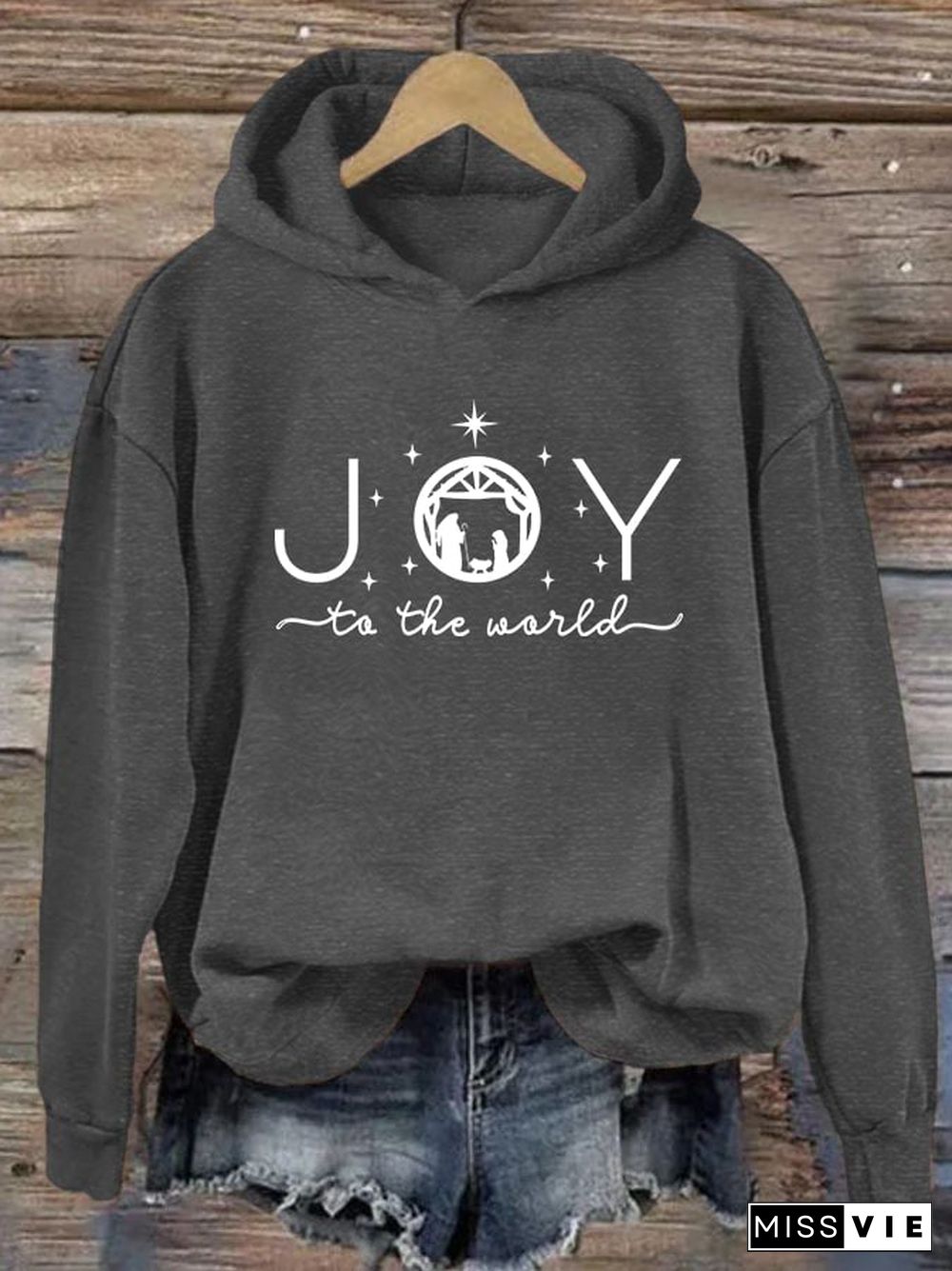 Women's Joy To The World Printed Hoodie