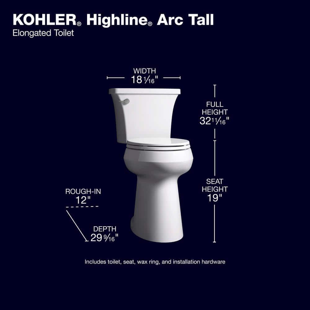 KOHLER Extra Tall Highline Arc Complete Solution 2piece 128 GPF Single Flush Elongated Toilet in White