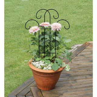 Vigoro 24 in. H Flourish Pot Trellis in Black 87364