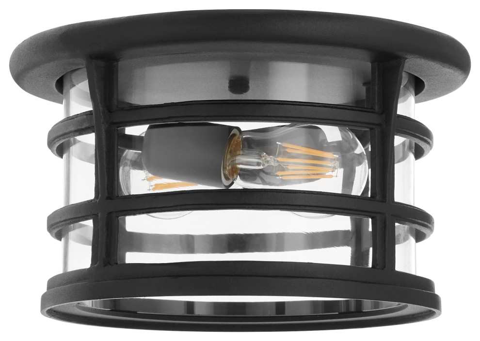 Haley 11 quotCeiling Mount  Textured Black   Transitional   Outdoor Flush mount Ceiling Lighting   by Quorum International  Houzz