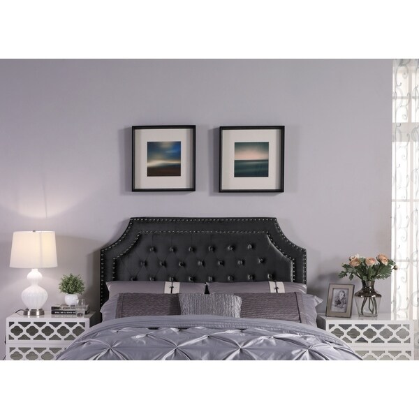 Chic Home Leda Velvet Upholstered Button-tufted Double-row Headboard - - 21539681