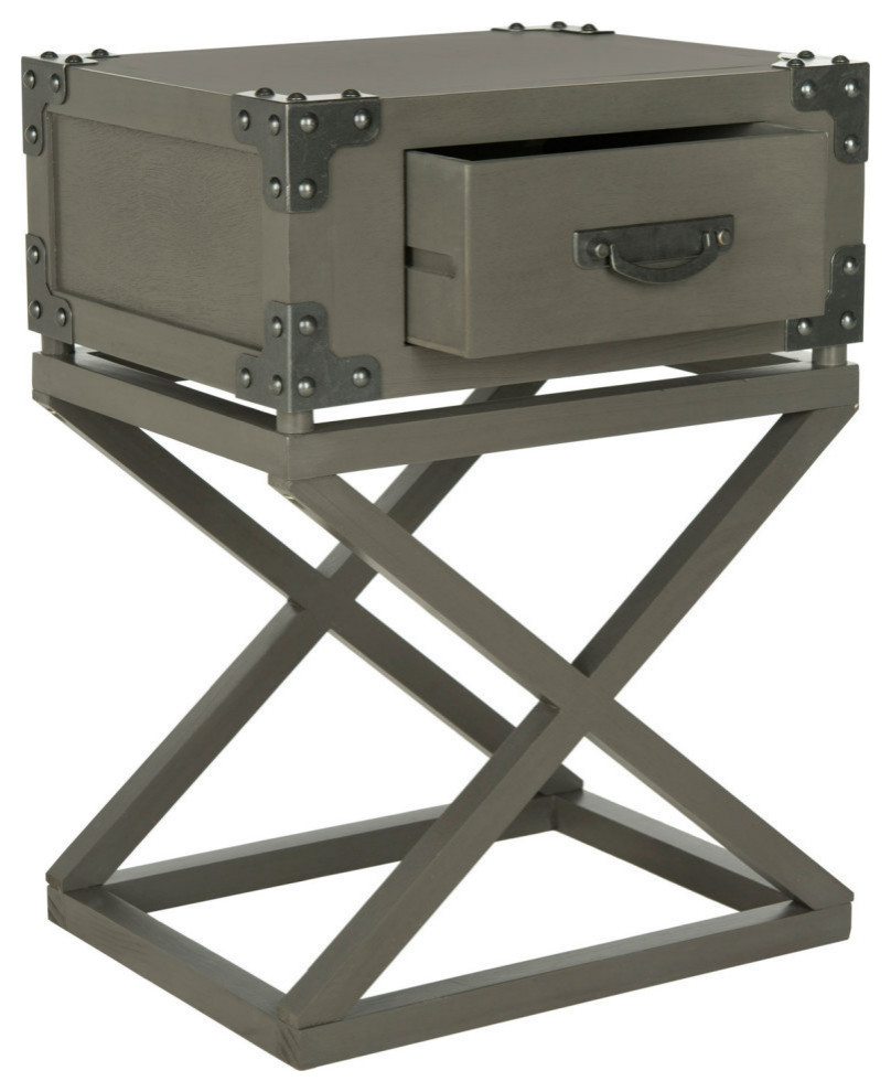 Mullins Accent Table With Storage Drawer  Gray   Industrial   Side Tables And End Tables   by Rustic Home Furniture Deco  Houzz