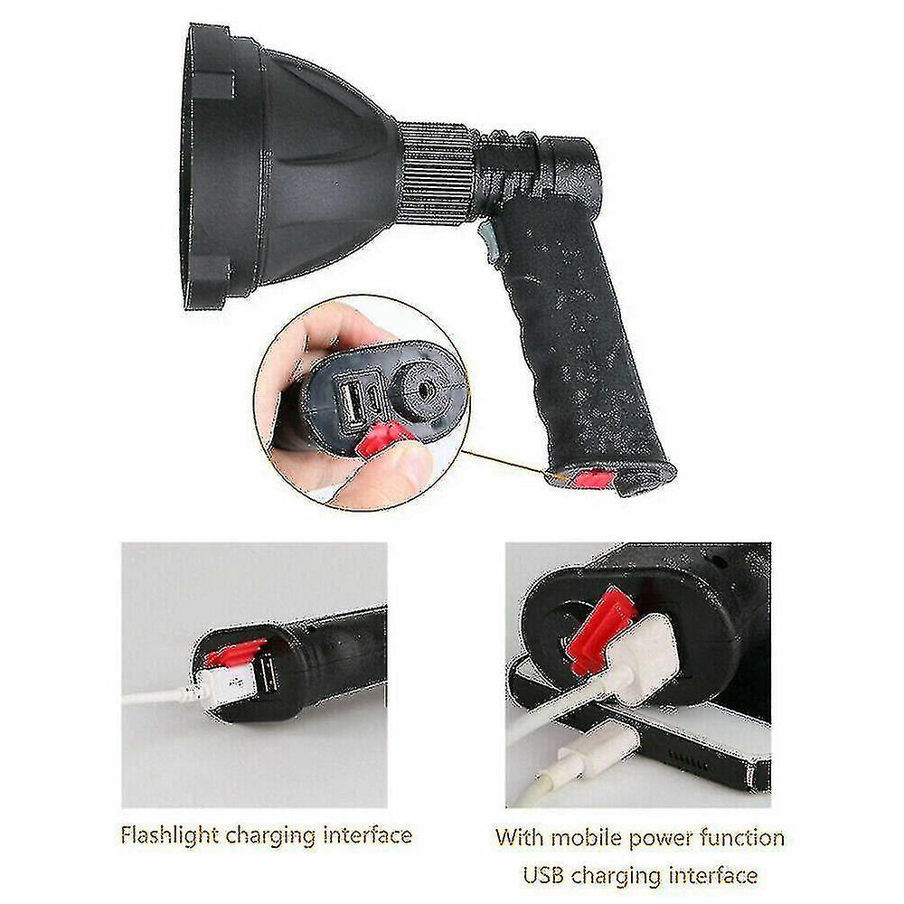 Miman Led Hand Held Spotlight Usb Rechargeable Camping Hunting Flashlight