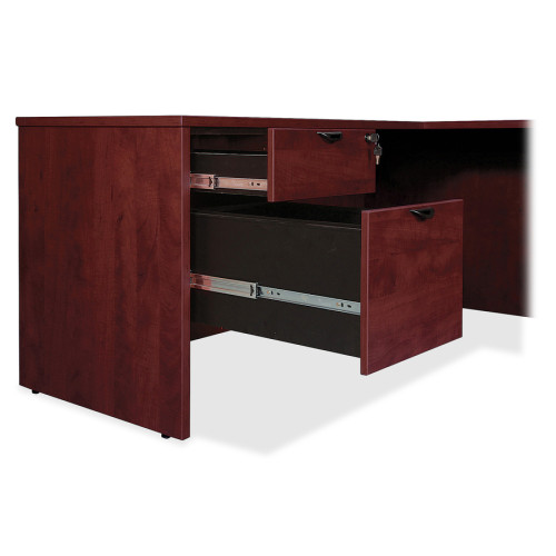 Lorell Prominence 2.0 Mahogany Laminate Double-Pedestal Desk - 5-Drawer (PD3672DPMY)