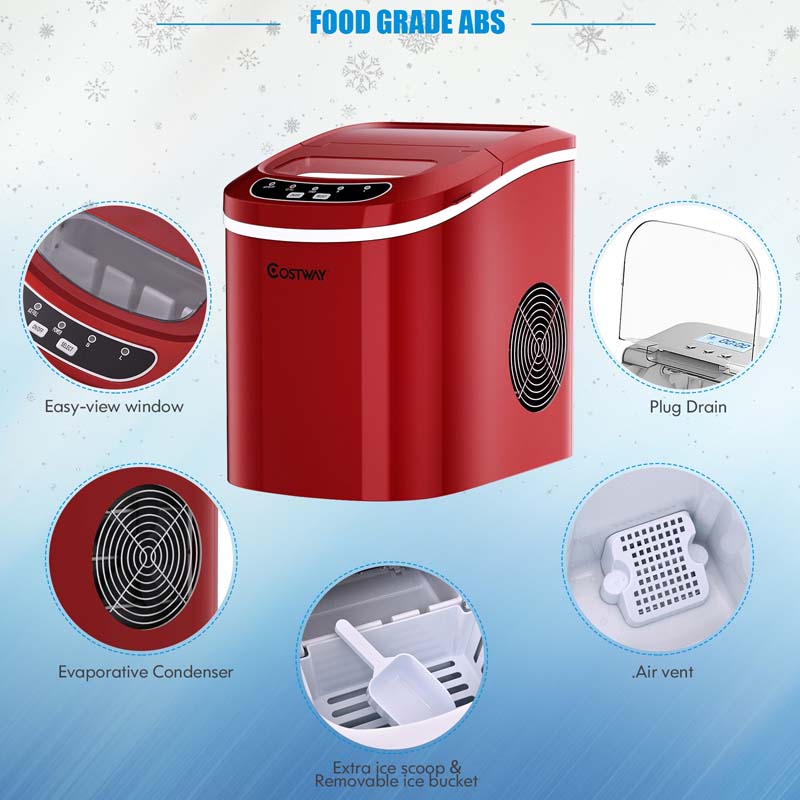 26LBS/24H Mini Portable Ice Maker Countertop, Compact Ice Machine with Ice Scoop