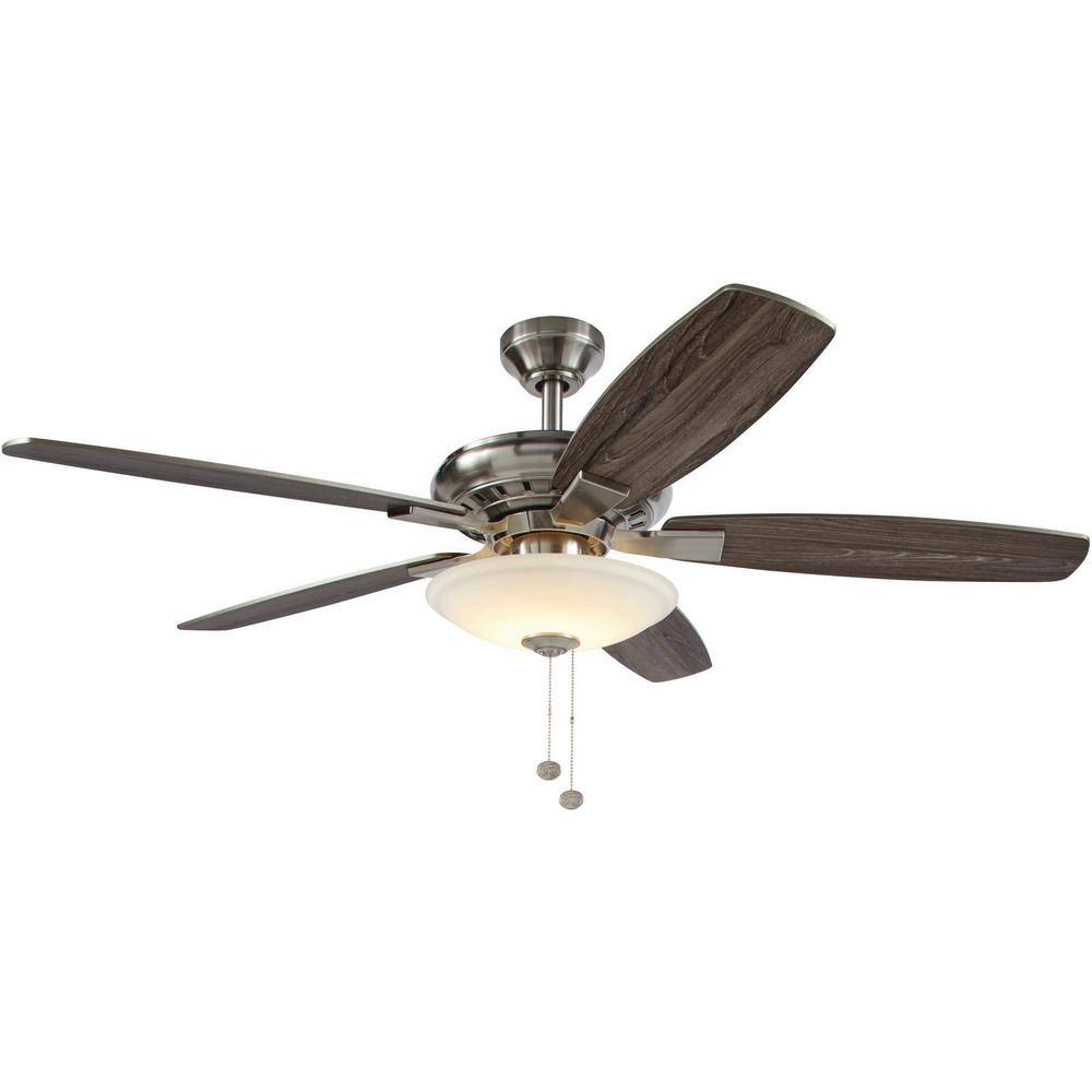 Hampton Bay Menage 52 in. LED Indoor Brushed Nickel Smart Hubspace Ceiling Fan with Light and Remote 14600HR