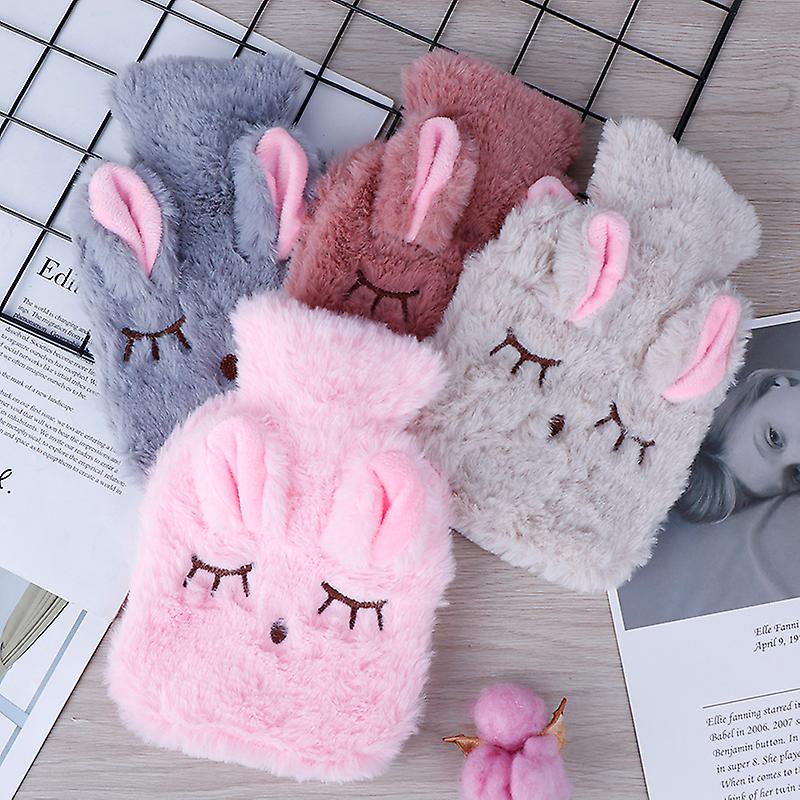 Reusable Winter Warm Heat Hand Warmer Pvc Stress Pain Relief Therapy Hot Water Bottle Bag With Knitted Soft Rabbit Cozy Cover