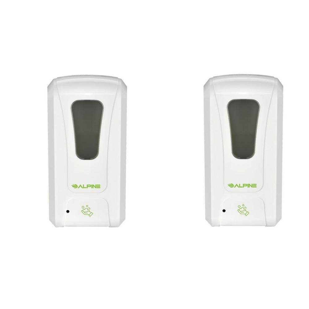 Alpine Industries 1200 ml. Wall Mount Automatic Gel Hand Sanitizer Soap Dispenser in White (2-Pack) 430-L-2PK