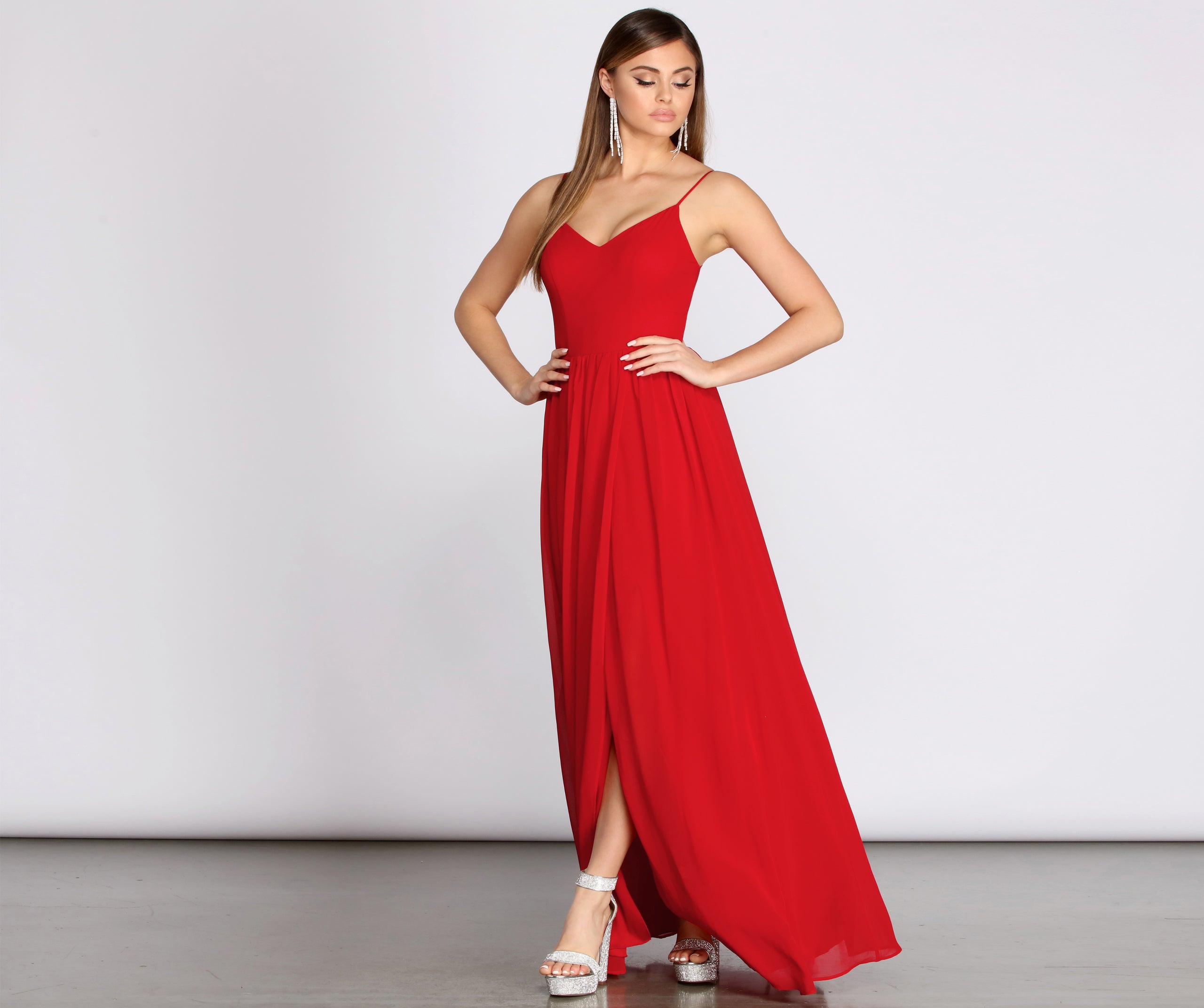 Devora Chiffon Tie Bow A-Line Dress