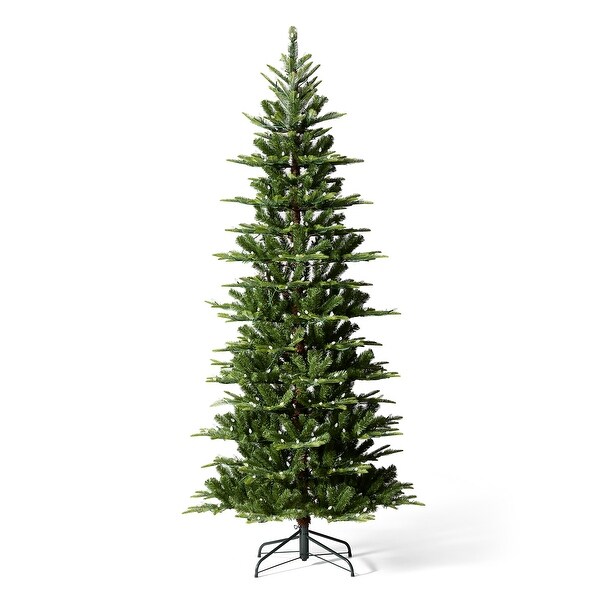 Glitzhome 7.5ft/9ft PreLit Evergreen Slim Fir Artificial Christmas Tree With Strawberry Lights