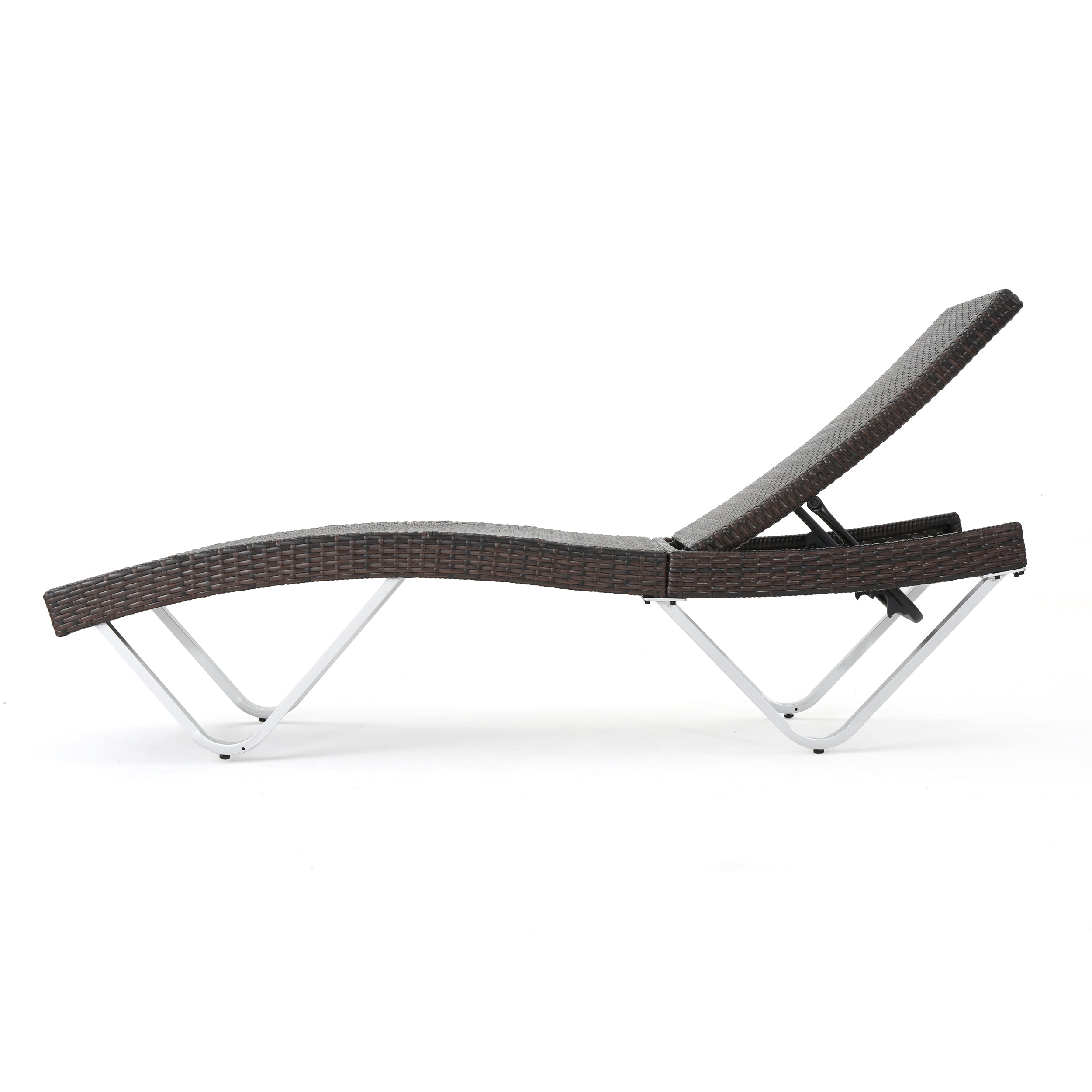 Manuela Outdoor Brown Wicker Aluminum Chaise Lounge Chair