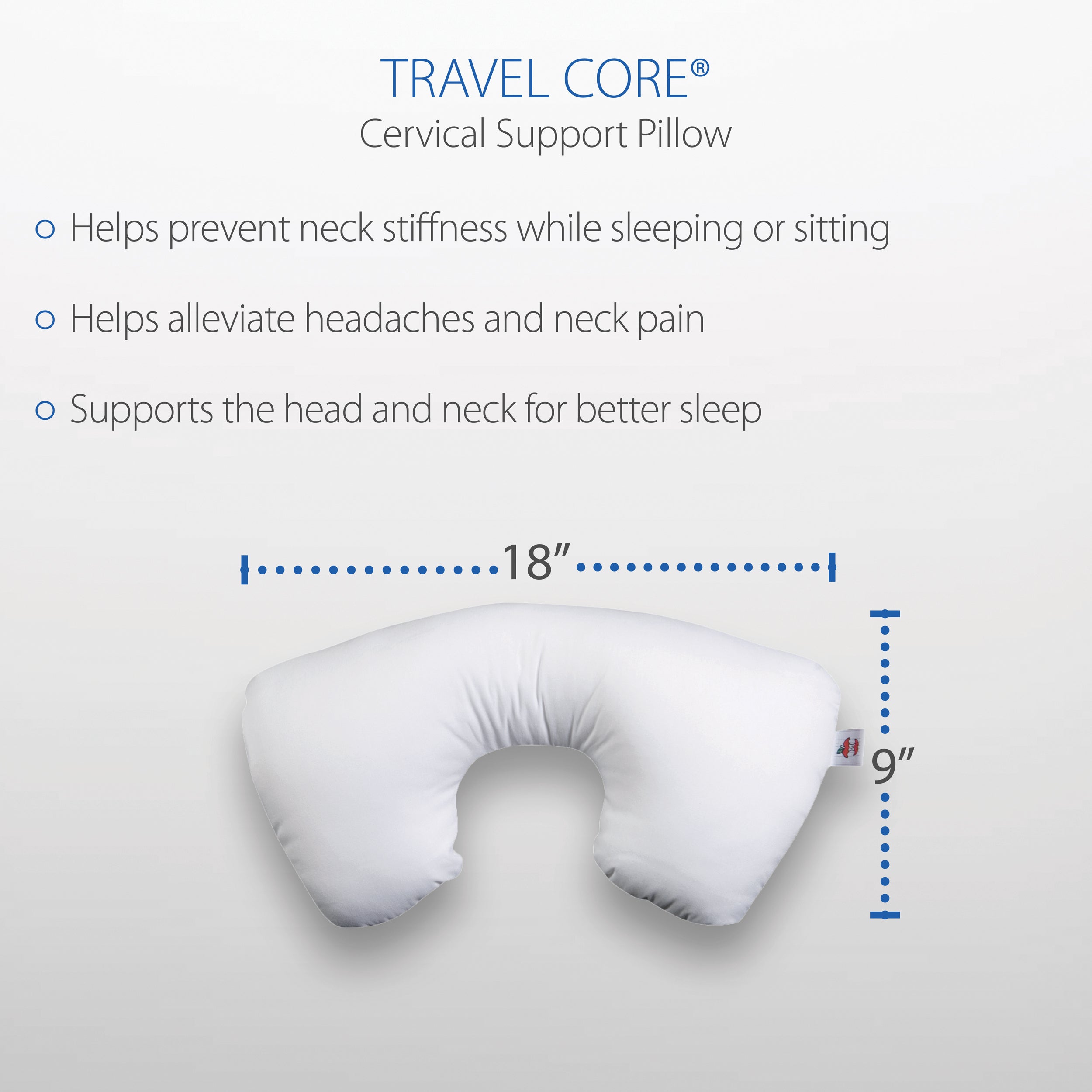 Core Products Travel Portable Cervical Neck & Head Support Sleep Pillow Headrest